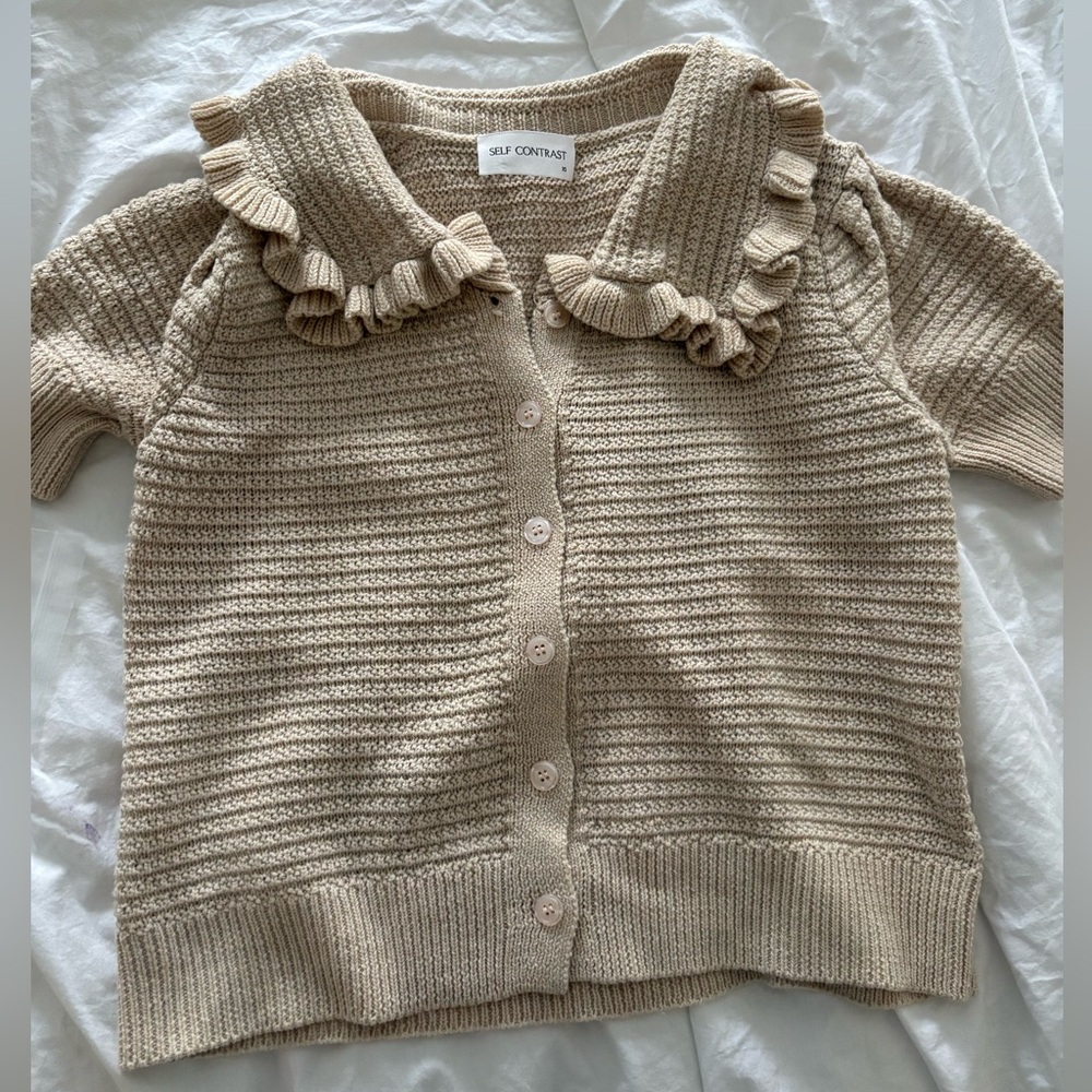 Self Contrast Ainsley Ruffled Cardigan NWOT